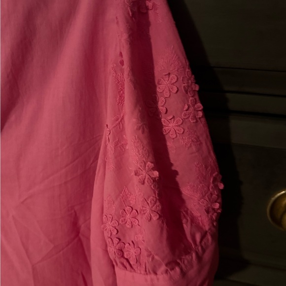 Lane Bryant Hot Pink Popover Embroidered Blouse Size 24W - Picture 5 of 7